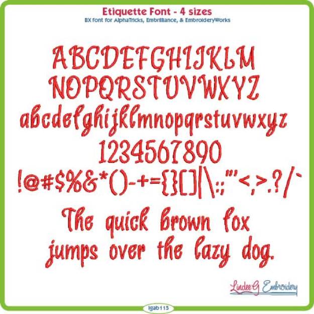 Picture of Etiquette Embroidery Font Pack
