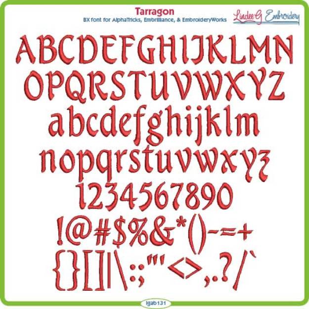 Picture of Tarragon Embroidery Font Pack