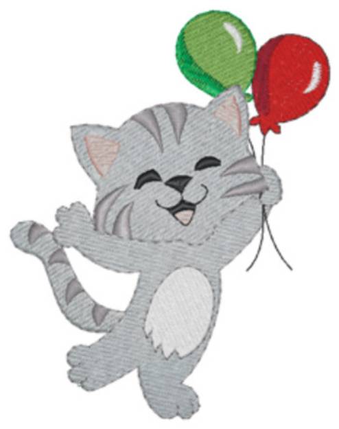 Picture of Kitty & Balloons Machine Embroidery Design