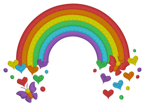 Rainbown W/hearts Machine Embroidery Design