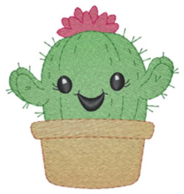 Picture of Small Happy Cactus Machine Embroidery Design