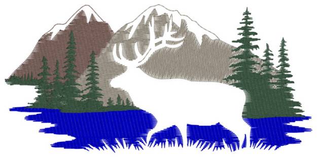 Picture of Elk Scene Machine Embroidery Design