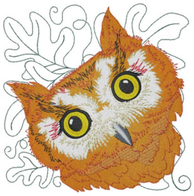 Picture of Screech Owl Head Machine Embroidery Design