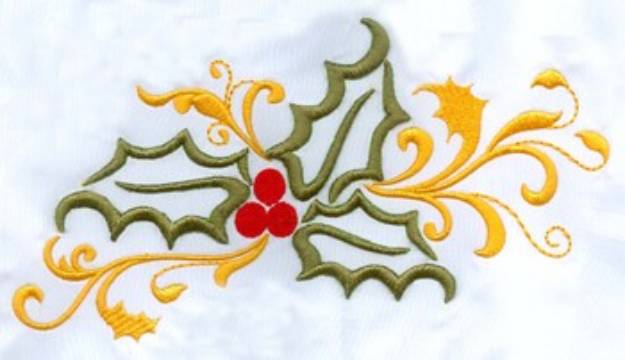 Picture of 3d Puff Holly Machine Embroidery Design