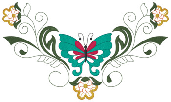 Butterfly Corner Machine Embroidery Design
