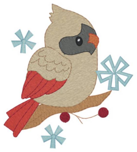 Picture of Winter Female Cardinal Machine Embroidery Design