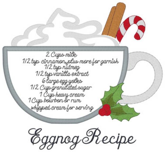 Picture of Eggnog Recipe Applique Machine Embroidery Design