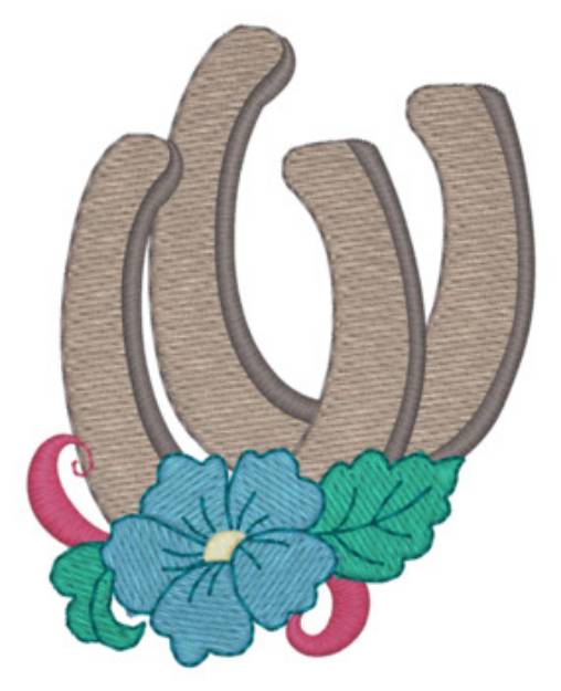 Picture of Sm. Horseshoe & Flowers Machine Embroidery Design