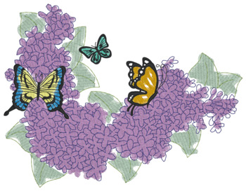 Butterflies W/lilies Machine Embroidery Design