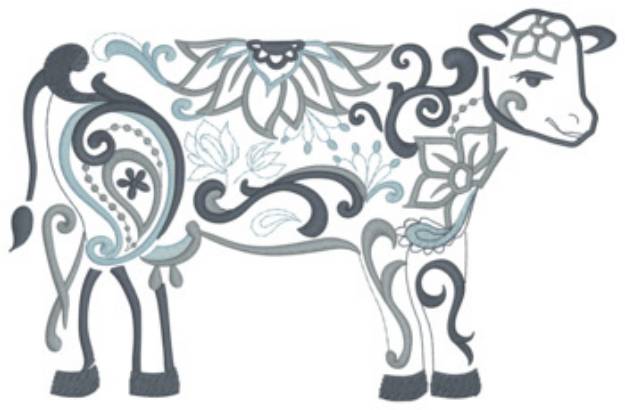 Picture of Floral Cow Machine Embroidery Design