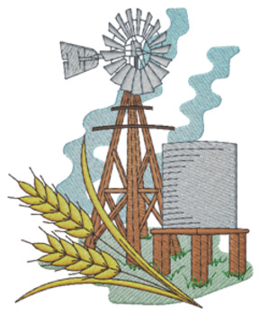 Windmill & Wheat Machine Embroidery Design
