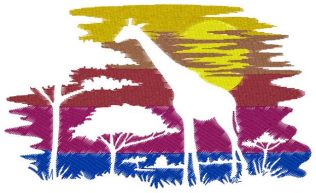 Picture of Giraffe Scene Machine Embroidery Design