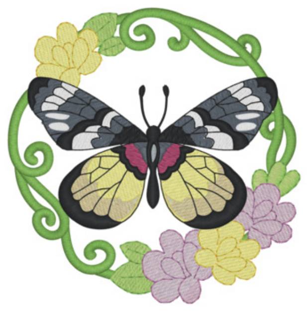 Picture of Butterfly W/border 3 Machine Embroidery Design