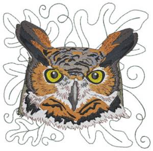 Picture of Great Horned Owl Machine Embroidery Design