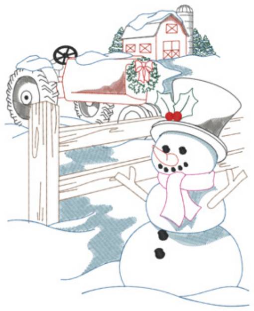 Picture of Tractor In Snow Machine Embroidery Design