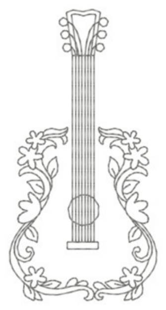 Picture of Sm Floral Guitar Machine Embroidery Design