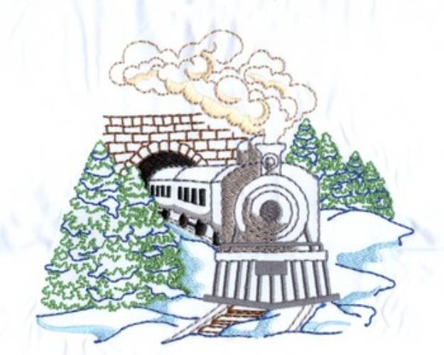 Picture of Train Exiting Tunnel Machine Embroidery Design