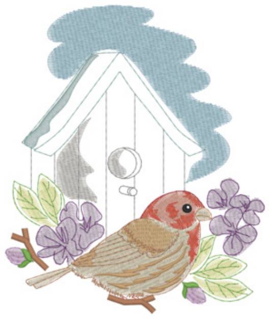 Picture of House Finch Machine Embroidery Design