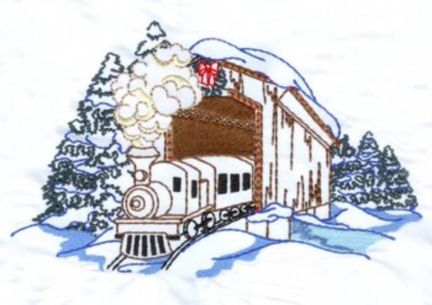 Picture of Covered Bridge Machine Embroidery Design