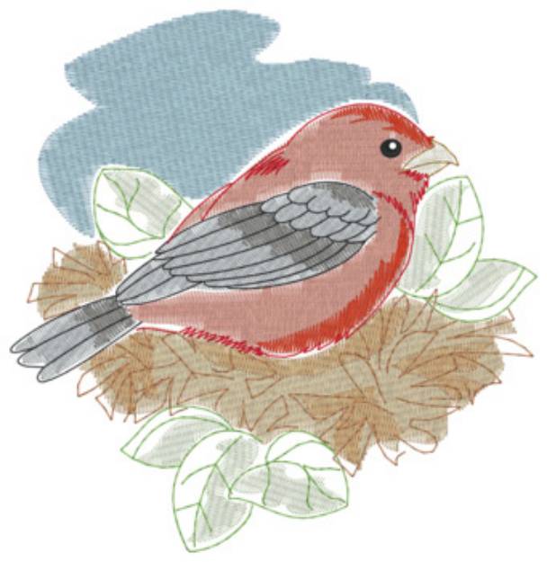 Picture of Scarlet Tanager Machine Embroidery Design