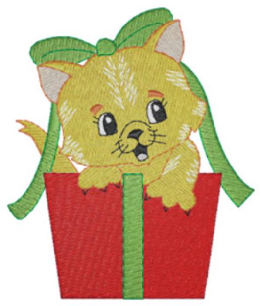 Picture of Present Kitty Machine Embroidery Design