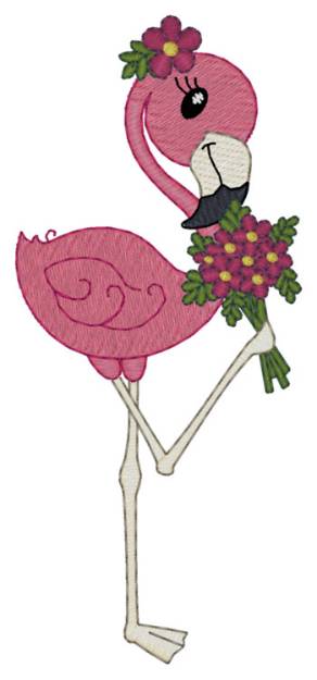 Picture of Flamingo W/flowers Machine Embroidery Design