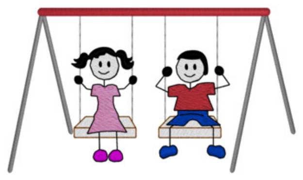 Picture of Swinging Stick Kids Machine Embroidery Design