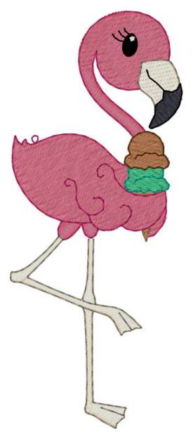 Picture of Flamingo W/ice Cream Machine Embroidery Design