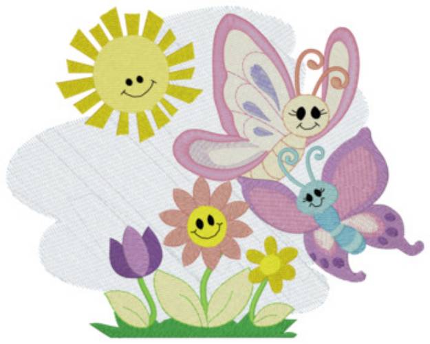 Picture of Butterfly Scene Machine Embroidery Design