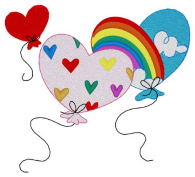 Picture of Heart Balloons Machine Embroidery Design