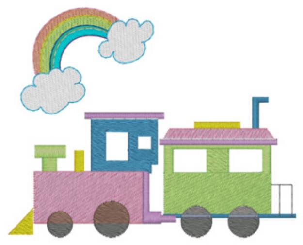 Picture of Train W/rainbow Machine Embroidery Design