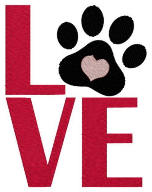 Picture of Love Paw Print Machine Embroidery Design