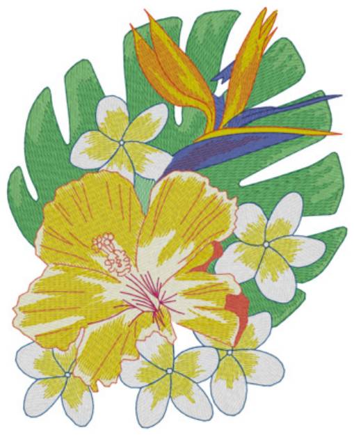 Picture of Tropical Flowers Machine Embroidery Design