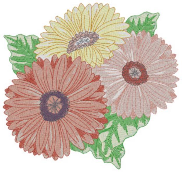 Picture of Gerberas Machine Embroidery Design