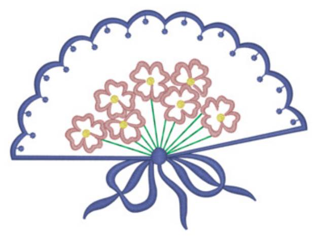 Picture of Floral Hand Fan Machine Embroidery Design