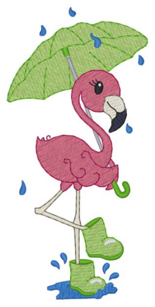 Picture of Flamingo In The Rain Machine Embroidery Design