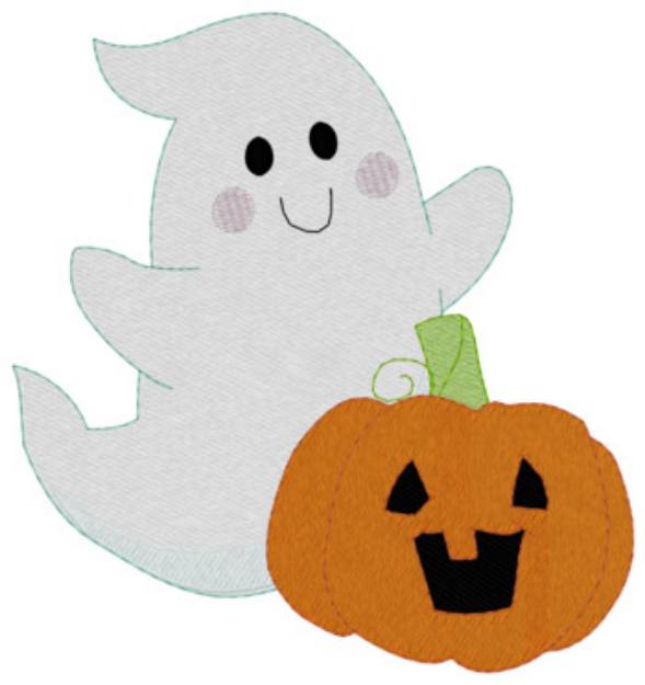 Picture of Ghost And Pumpkin Machine Embroidery Design