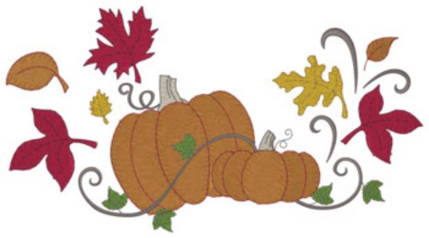 Picture of Pumpkins & Leaves Machine Embroidery Design