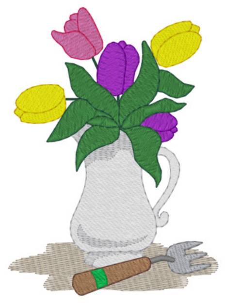 Picture of Tulips In Vase Machine Embroidery Design