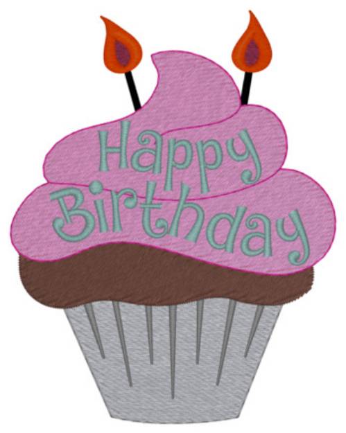 Picture of Birthday Cupcake Machine Embroidery Design