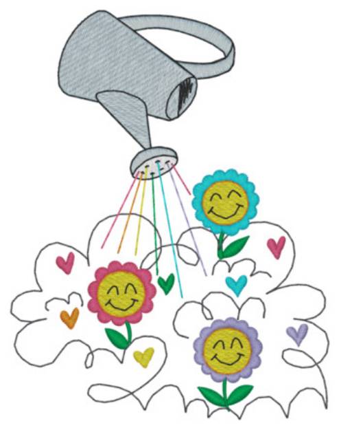 Picture of Smiley Flowers Machine Embroidery Design