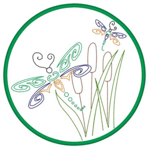 Picture of Dragonflies Applique Machine Embroidery Design