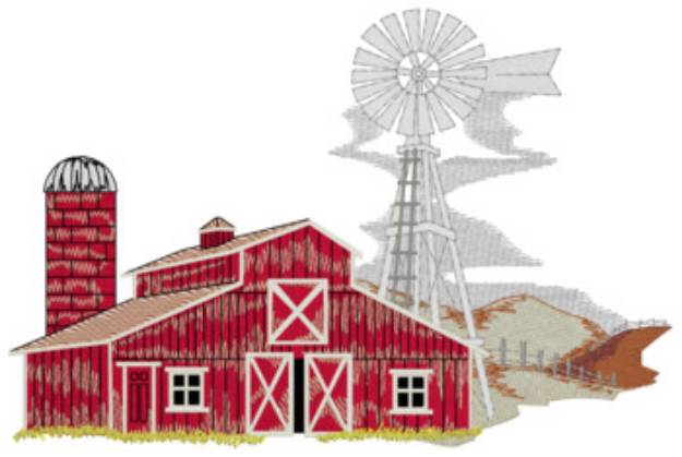 Picture of Barn Scene Machine Embroidery Design