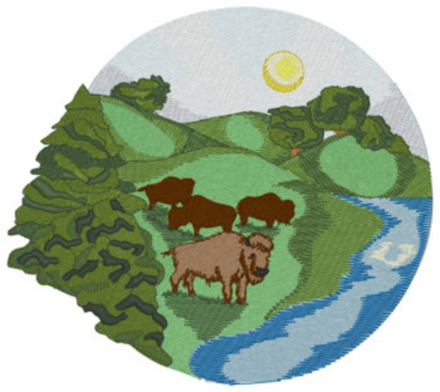 Picture of Buffalo Scene Machine Embroidery Design