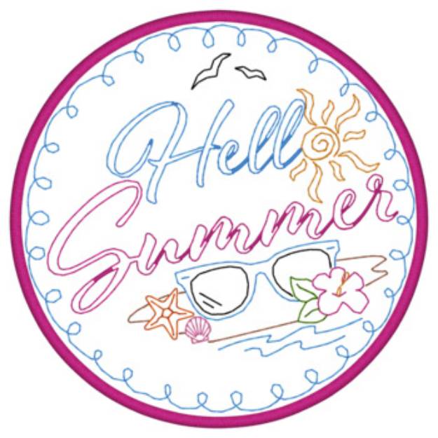 Picture of Hello Summer Applique Machine Embroidery Design