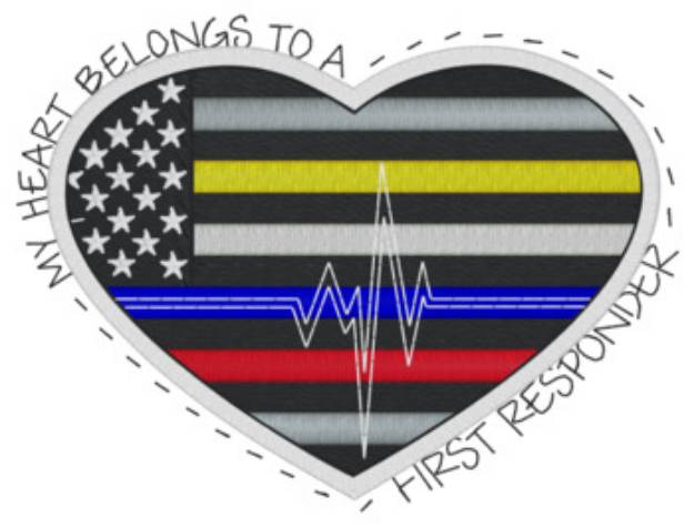 Picture of 1st Responder Heart Flag Machine Embroidery Design