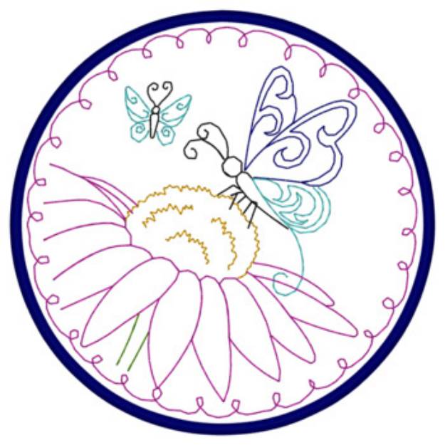 Picture of Butterflies Applique Machine Embroidery Design