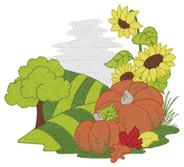 Picture of Fall Scene Machine Embroidery Design