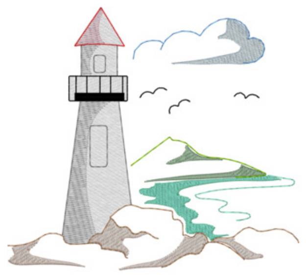 Picture of Lighthouse Scene Machine Embroidery Design