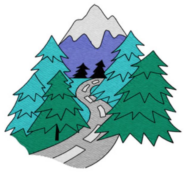 Picture of Mountains W/trees Machine Embroidery Design